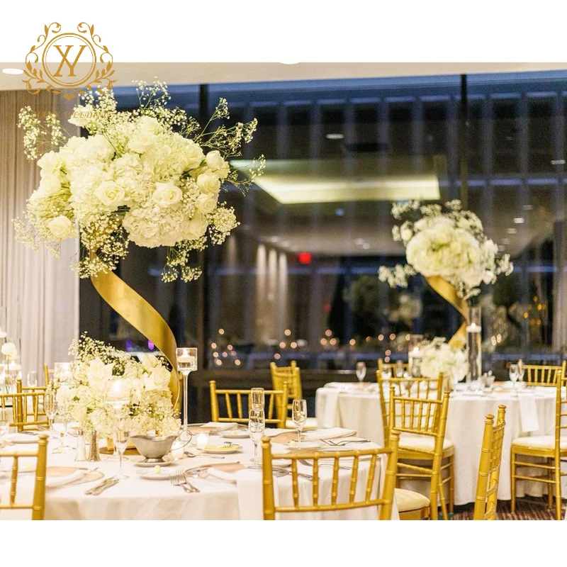 Luxury Tall Geometric Metal Gold Silver Wed Flower Stand Events Decorations Centerpieces For Wedding Table