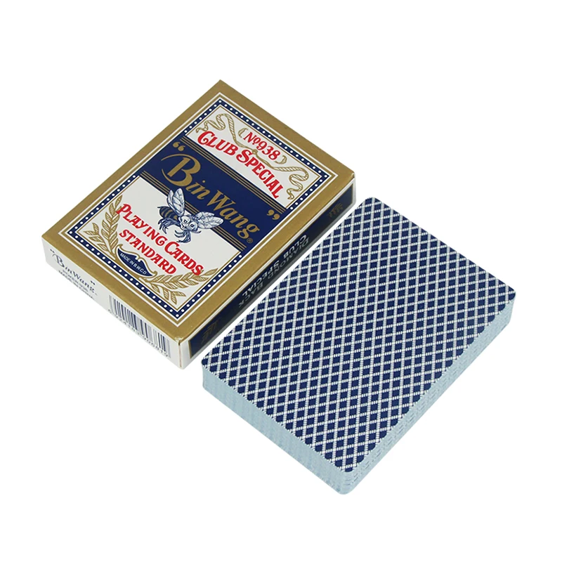 Bin Wang 938 Playing Cards Standard Blue Core Paper Club Special Plastic Coated Casino Quality Playing Cards Poker Wholesale