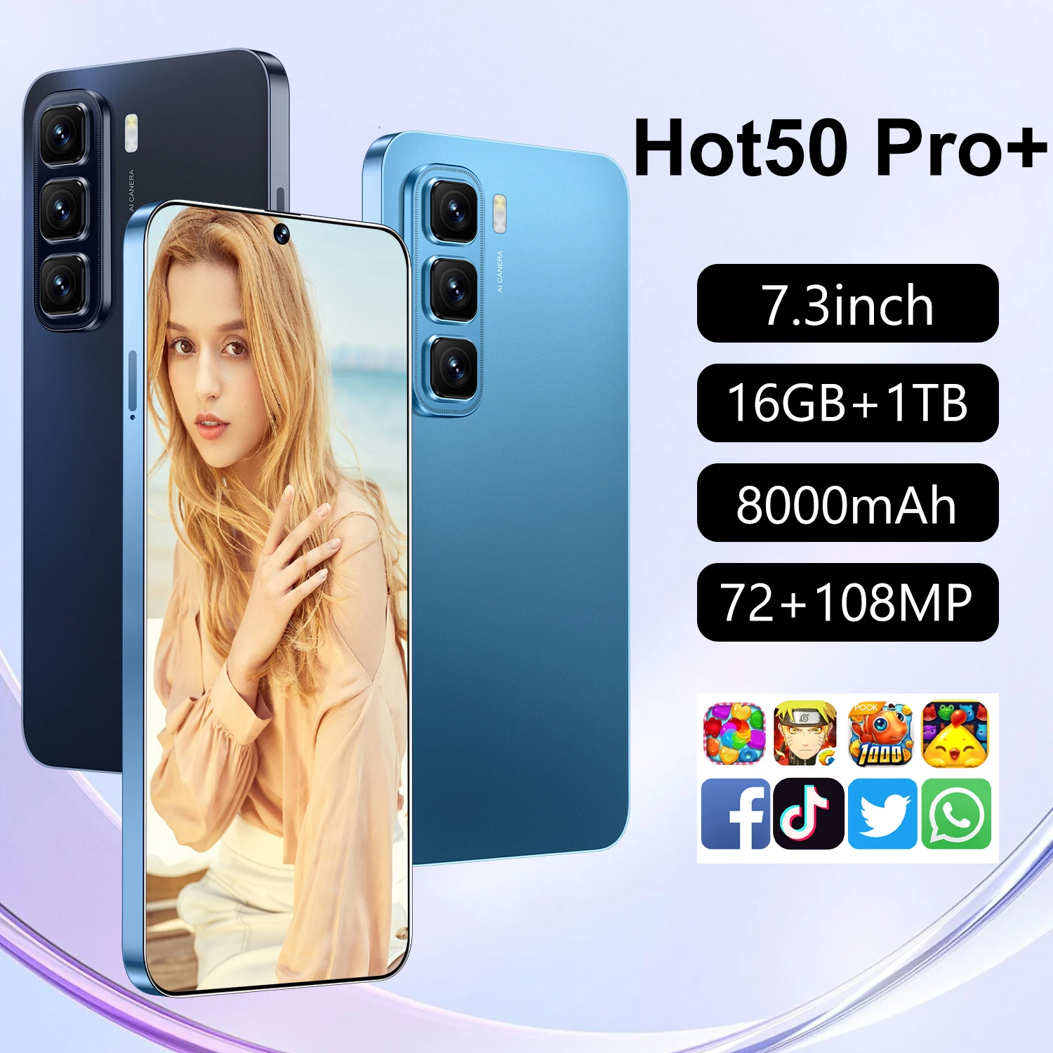 5g android13.0 dual sim cards smartphone hot50 pro+ cellphone mobile phone with high quality