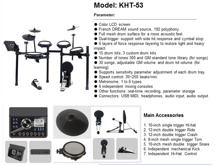 MOINNG Musical KHT-53 Professional DrumKit With Custom Logo