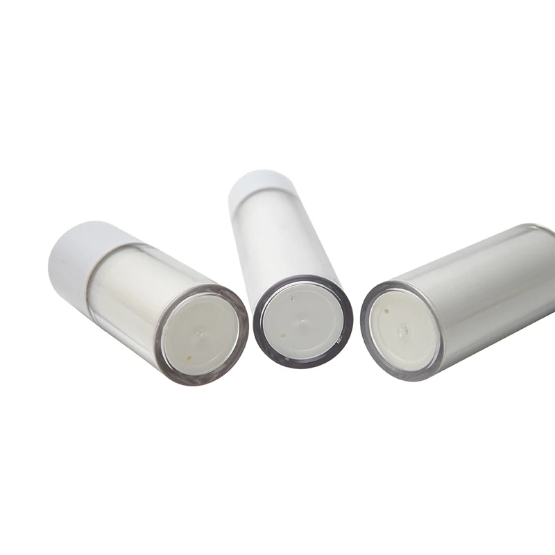 Offering 15ml 30ml 50ml White  Color Up-down Top and Bottom Twist Up Plastic Cosmetic Airless Pump Bottle