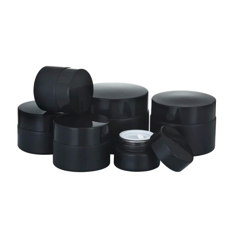 Cheap Empty 5g 10g 15g 20g 30g 50g 100g Cream Lotion Container Matte Black Cosmetic Glass Jars with Lid
