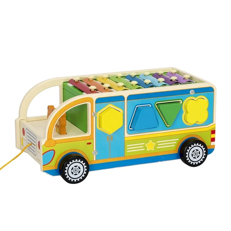 
 Обучающий деревянный ксилофон для детей, конструктор в форме кубика, трейлер, игрушечный музыкальный инструмент  