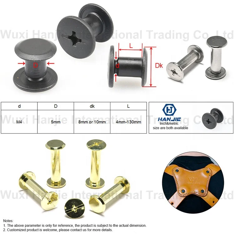 Hot Sale Flat Head Female Screw + Phillips and Slotted Flat Head Male Screw M2 3 4 5  Chicago Book Leather Screw