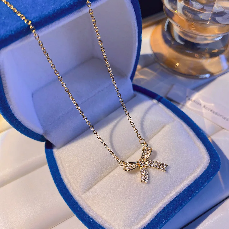 Korean Version Ins Style Titanium Steel Necklace Girls with Pearl Collarbone Chain Pendant