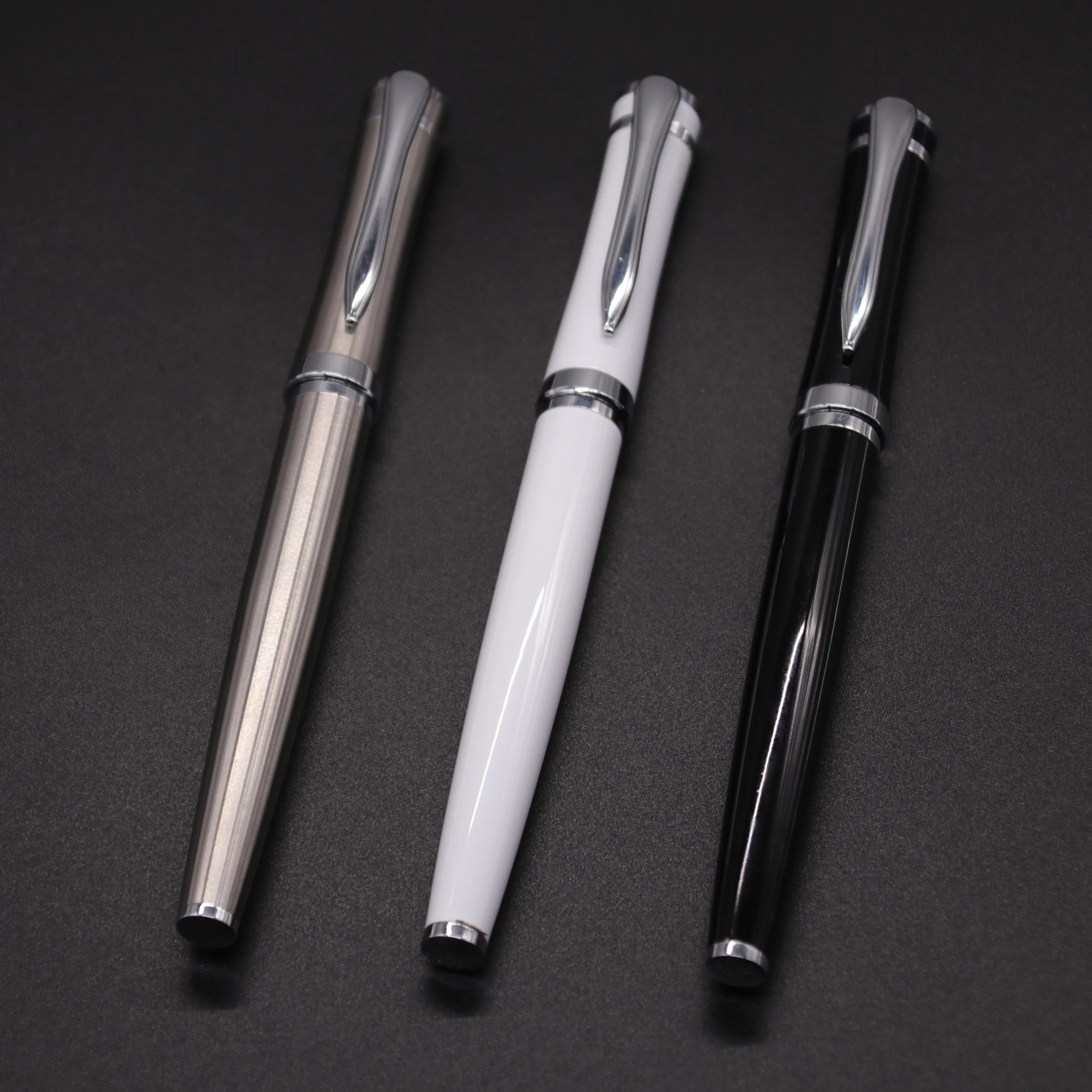 Baoer 3035 Luxury metal steel black Fountain pen with box Custom logo branded fountain pen