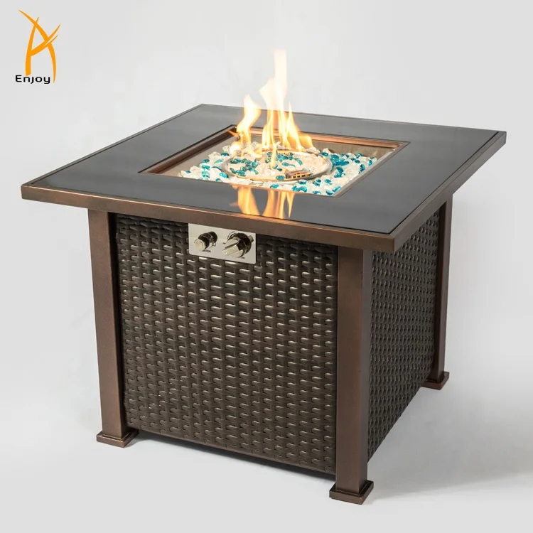 50000 BTU  Square Fire Pit Table Outdoor Gas Fire Table Propane Fire Pit Table