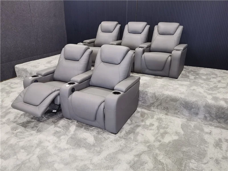 Wholesale foshan home cinema chair high quality brown electric leather chair cinema 9d virtual theater power recliner sofa