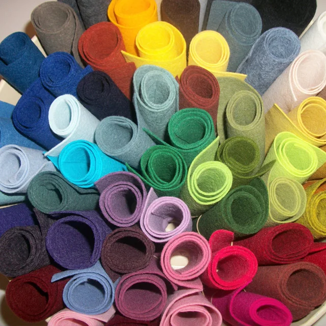 
Colored wool felt is used for decorative arts and crafts, hand-made bags and home furnishing 