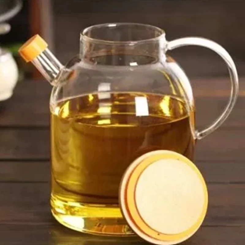 Custom Hand Blown Kitchen Handmade Clear Large Capacity High Borosilicate Glass Oil Bottle