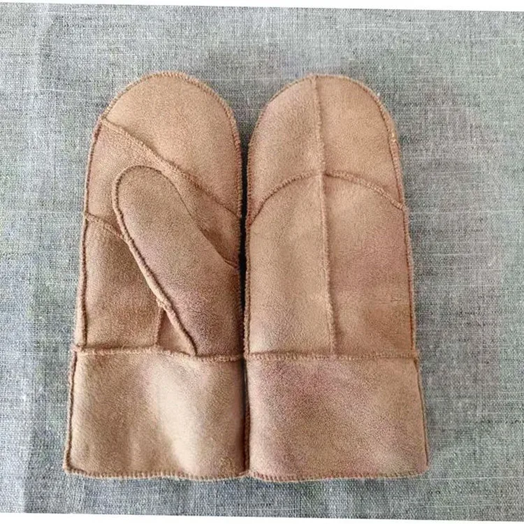 WRH Fashion Winter Gloves Sheepskin Leather Driving  Gloves Women