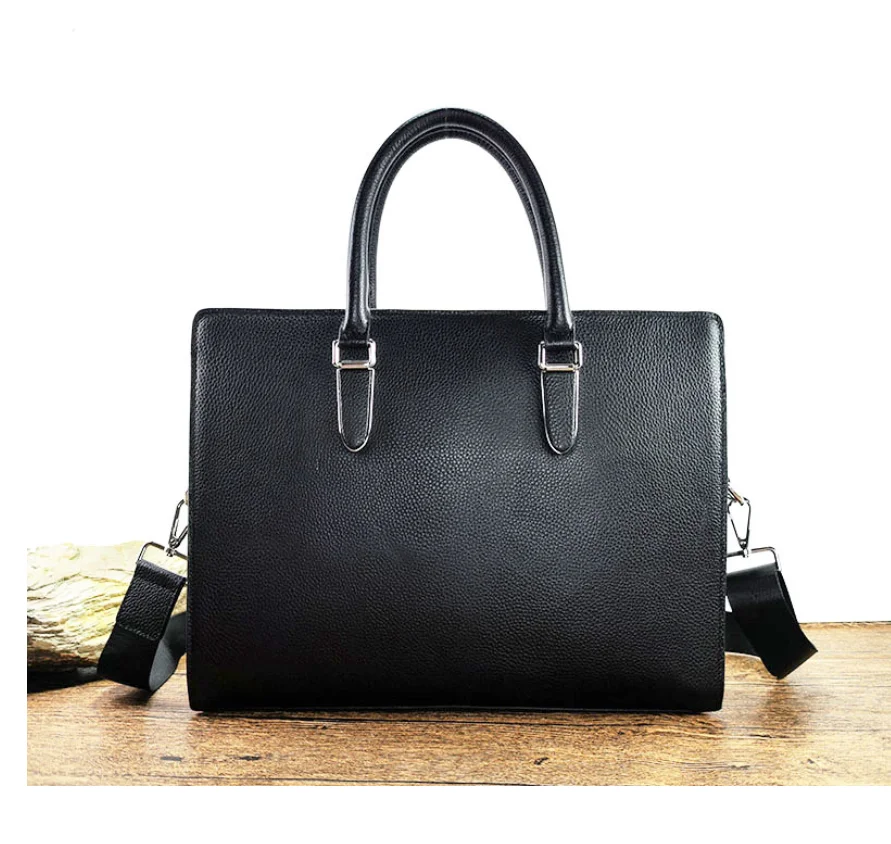 DF452 Customized Cow Leather  Business Men Document Bag Cheap Made in China