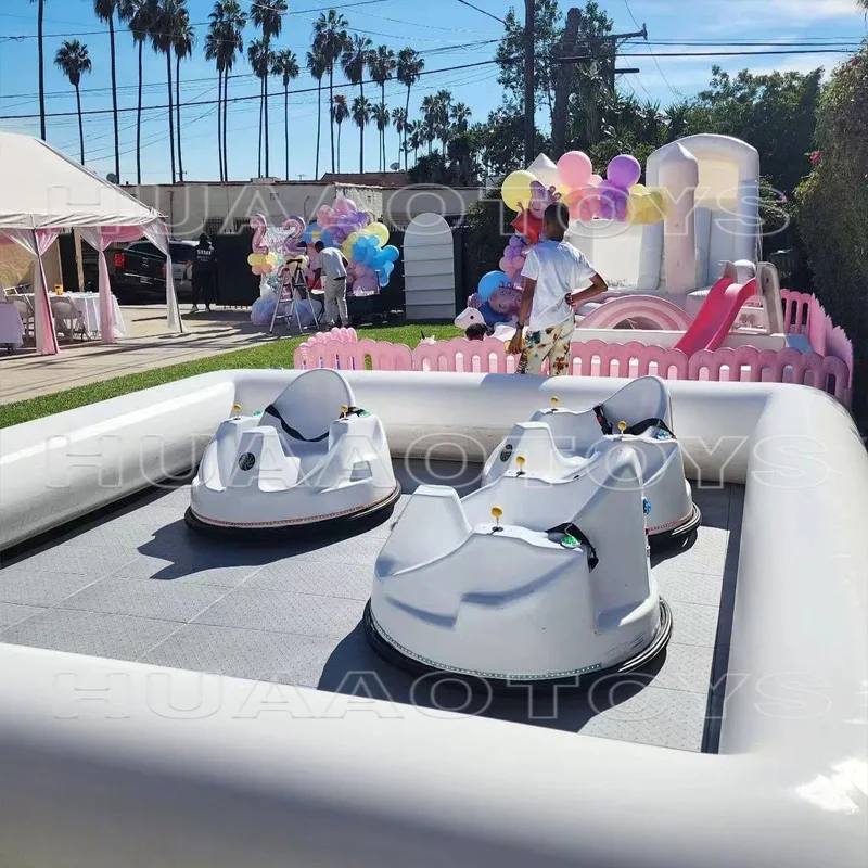 Customized white bumper car race track indoor inflatable kids bumper cars inflatable arena