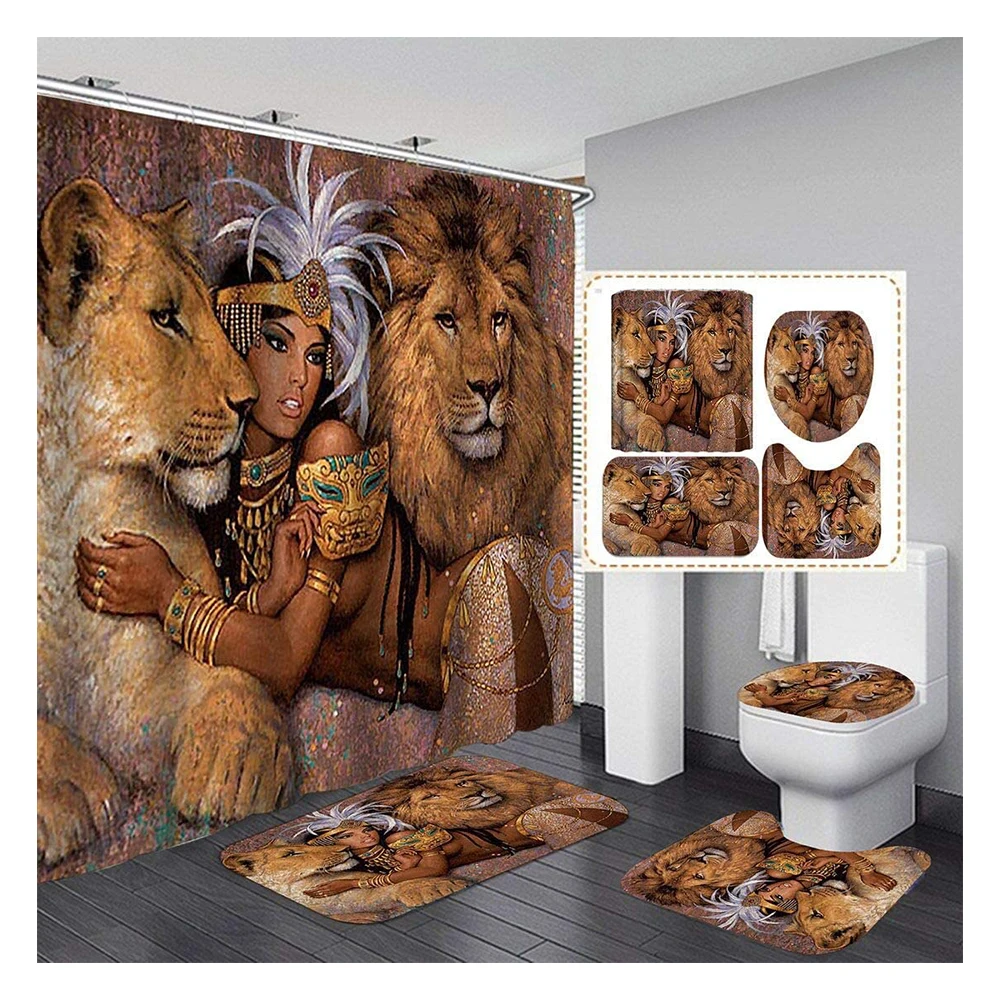 Custom Printing 3D African Waterproof Classy Bathroom Shower Curtain