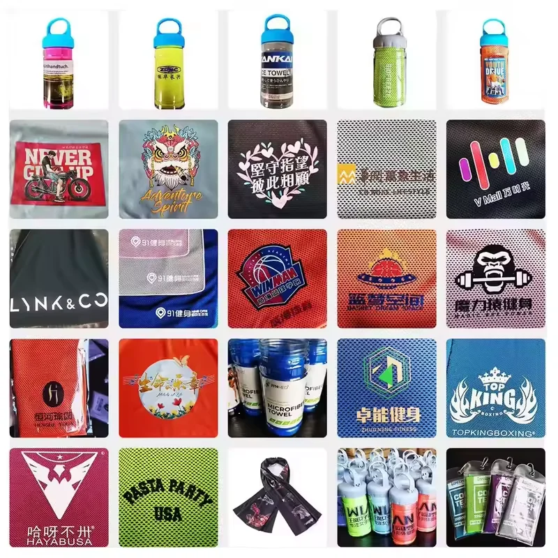 Instant cooling ice sport sublimation custom logo gym rpet custom microfiber cooling towel silicone case for sports neck face