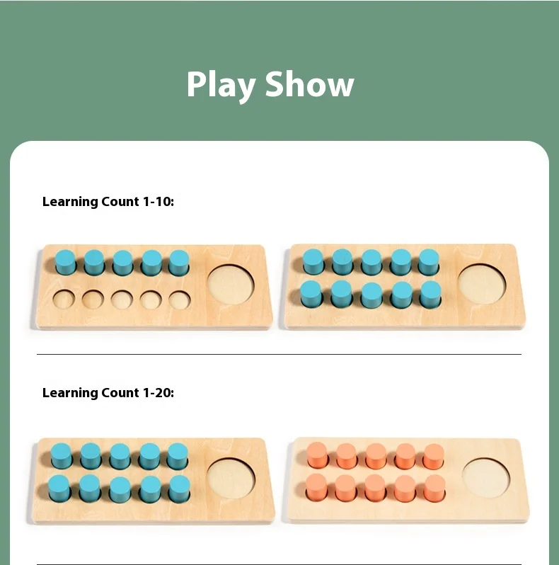 Wooden Ten-Frame Set Math Manipulatives, Addition and Subtraction Montessori Math Games for Children,Children Toys