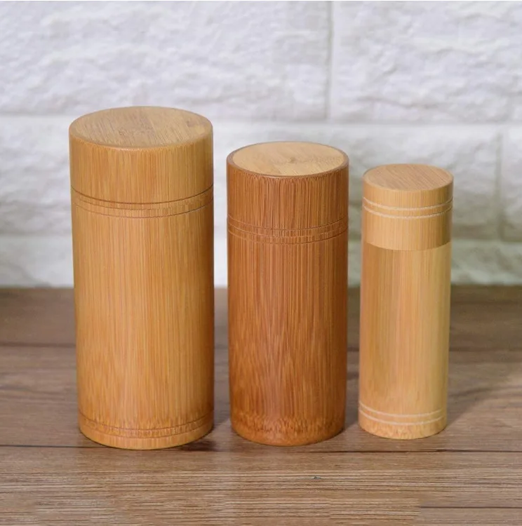 Fancy Handcraft Bamboo Tea Jar Portable Sealed Bamboo Tube Tea Storage Box Storage Holder