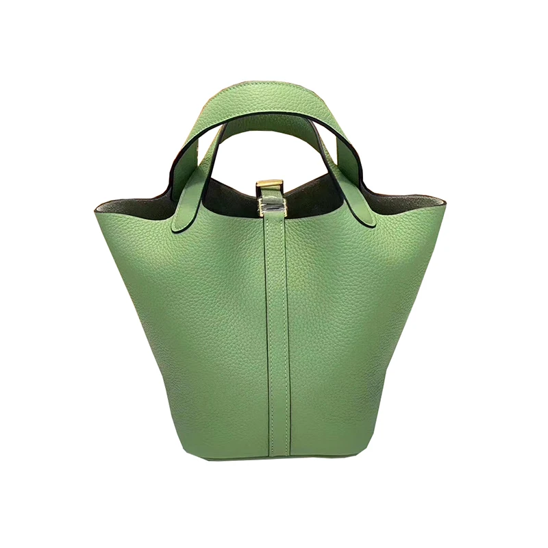 Customizable logo Handbag leather female summer high-end lychee pattern bucket bag 2021 new classic retro ladies bag women