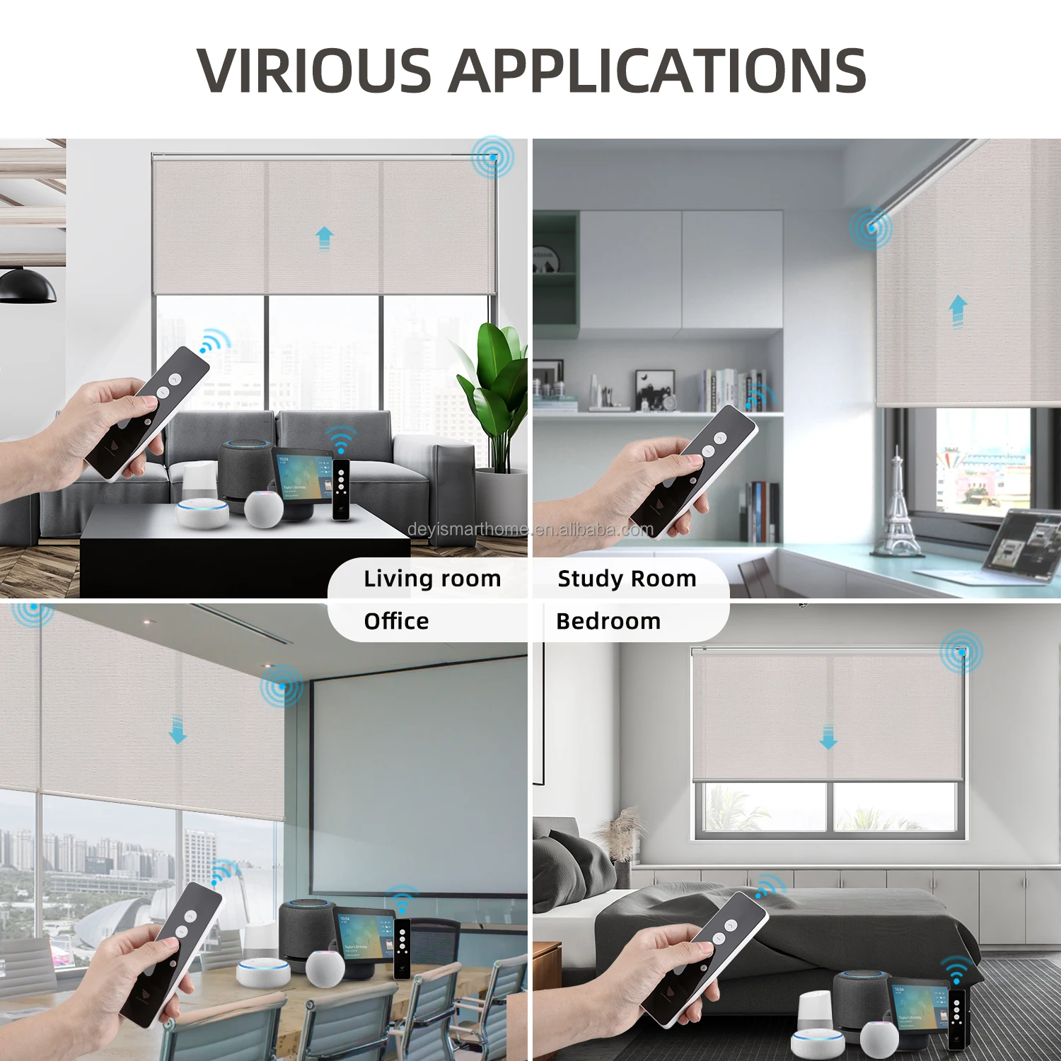 DEYI Alexa Controlled Blinds Smart Battery Motorized Window Shades Customizable with Quick Shipping