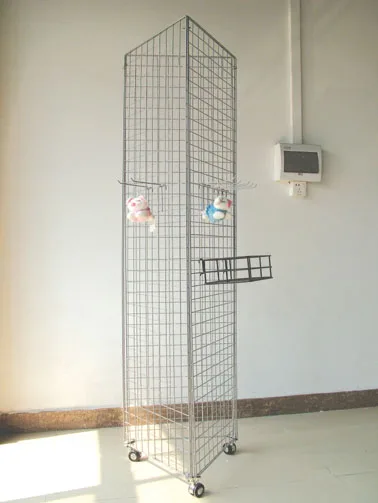 Retail 3sided metal hook hanging floor standing rotating display stand