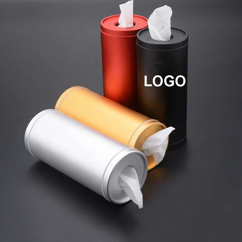 
Fashion silver red black custom logo metal car tissue paper box holder for car 