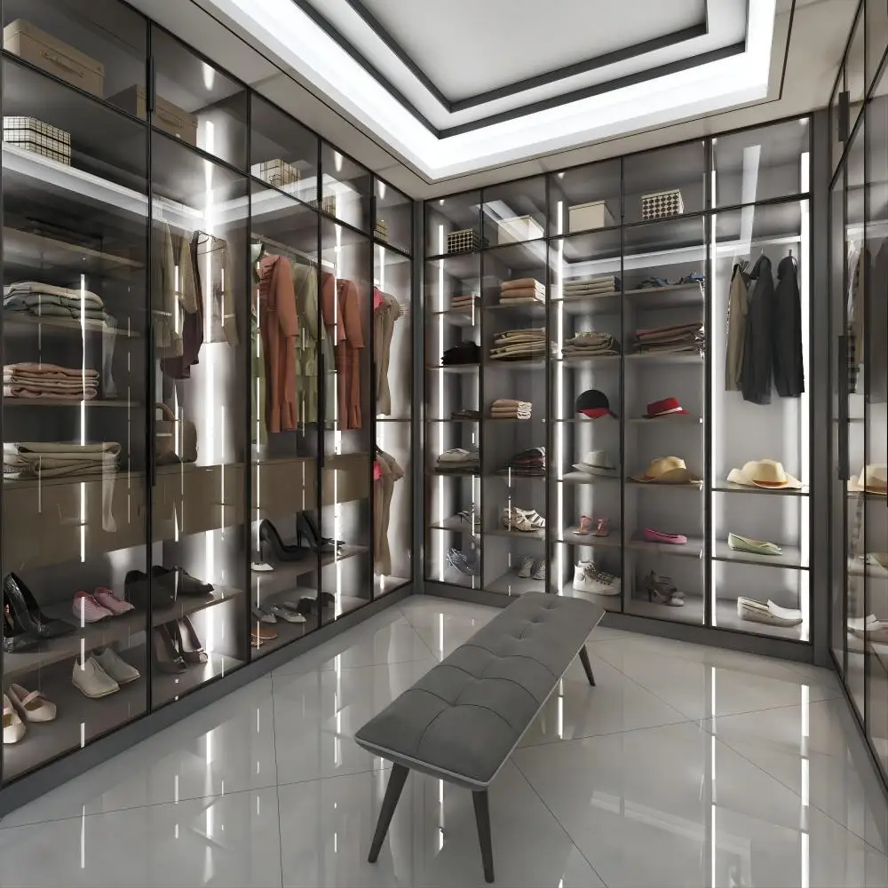 Hot Selling Functional Durable Almirah Sliding Door Stainless Steel Wardrobe