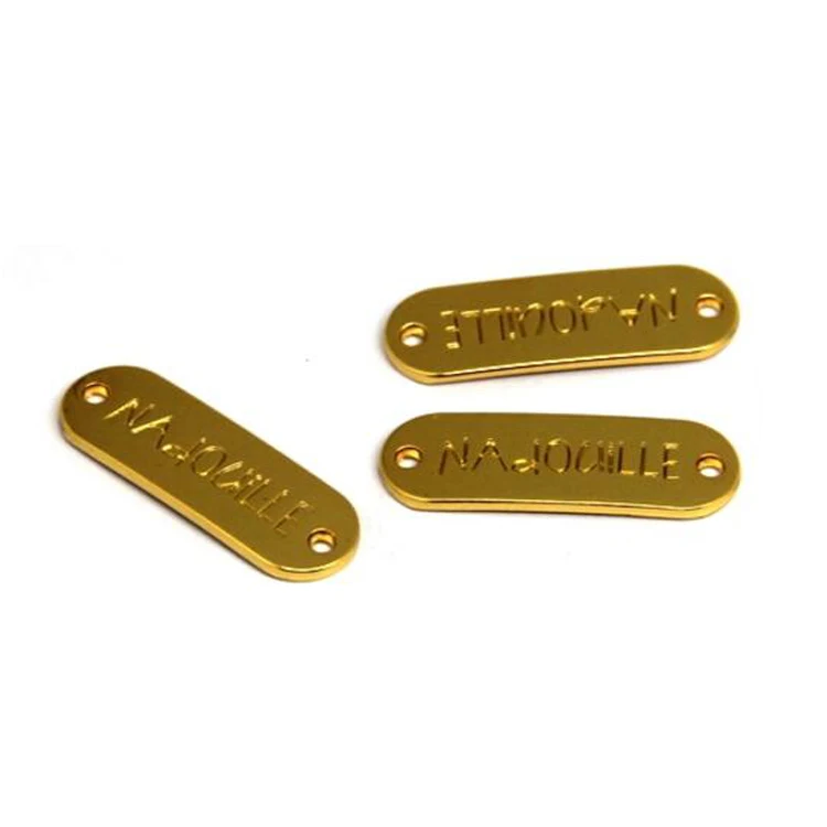 High quality garment accessories metal logo label customized gold metal logo