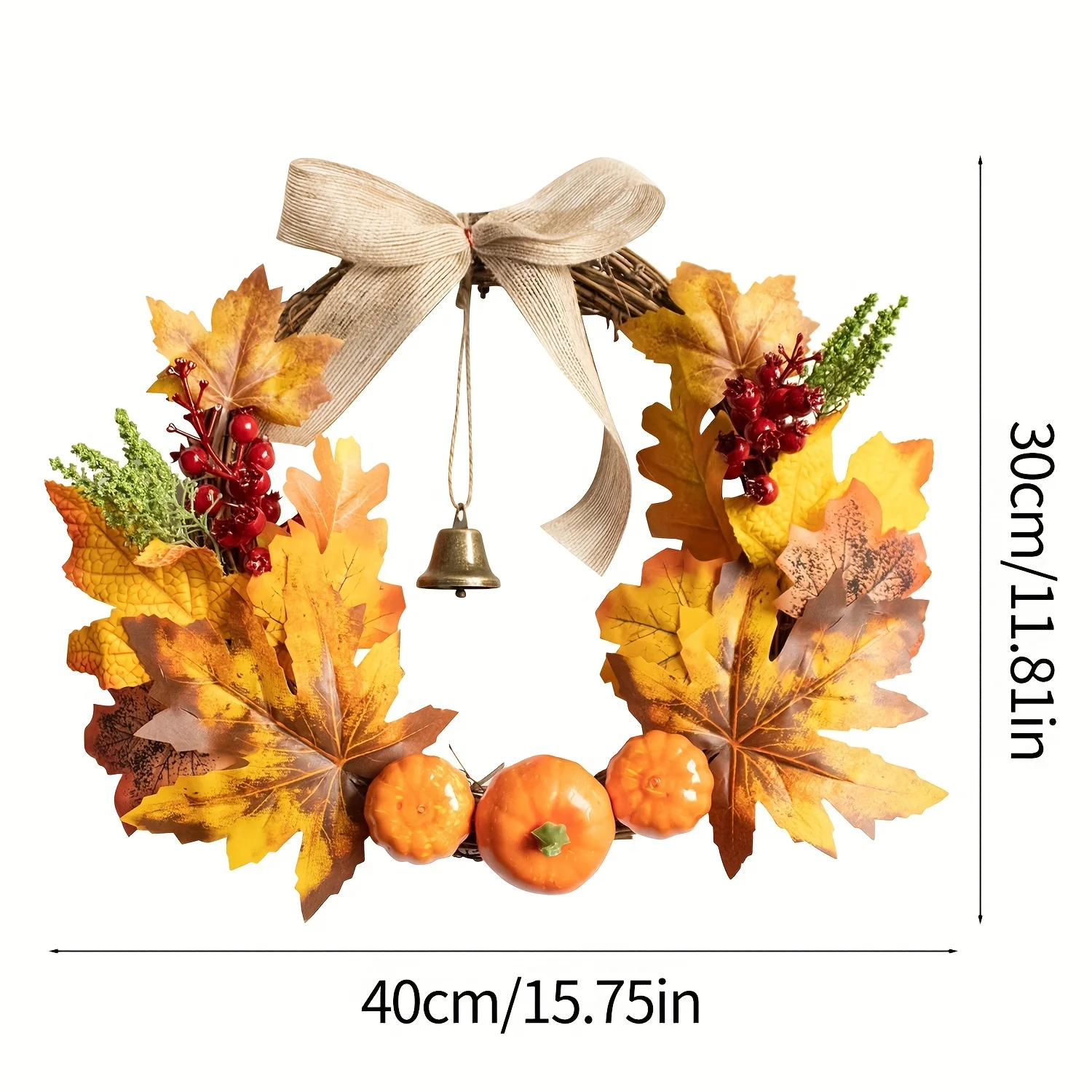 fall harvest festival maple leaf pumpkin wreath front door halloween bell garland fall farmhouse festival thanksgiving decor
