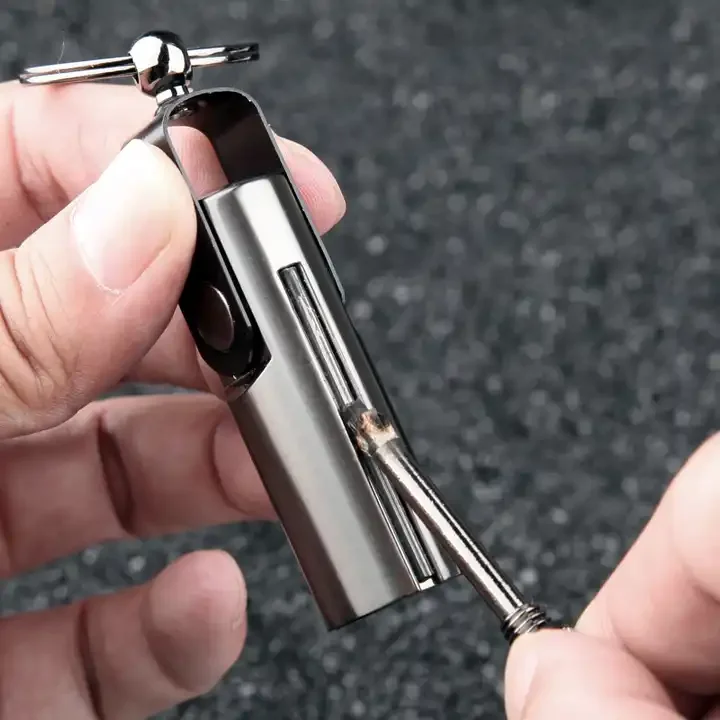 wholesale customized metal kerosene cigarette oil smoking accessories keychain matchstick flint lighter