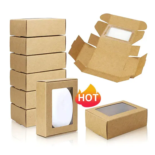 High Quality Kraft Paper Box and Small Rectangle Kraft Paper Boxes with Clear Windows for Christmas, Halloween
