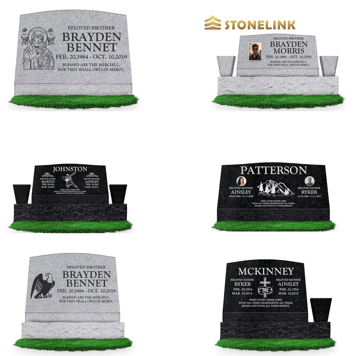 Stonelink Custom OEM ODM Tombstones And Monuments Black Granite Gravestone Cemetery Statue Memorial Headstone Tombstone
