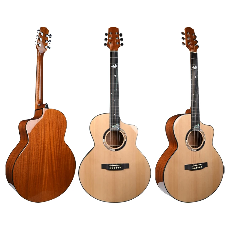 Premium Acoustic Guitar with Rosewood Fingerboard and Shell Inlay Solid Wood Guitar