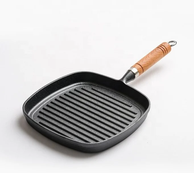 Nonstick Skillet Pour Spout Gas Stove Induction Black Square Cast Iron Steak Grill Pan