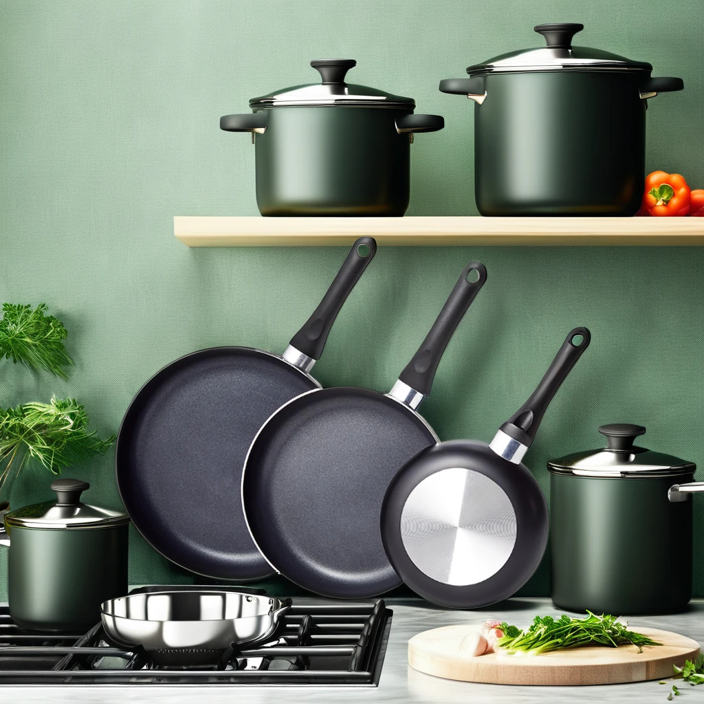 3-Piece Aluminum Pots Pans with Silicone Handles Non-Stick Pan Cookware Sets Home Cooking