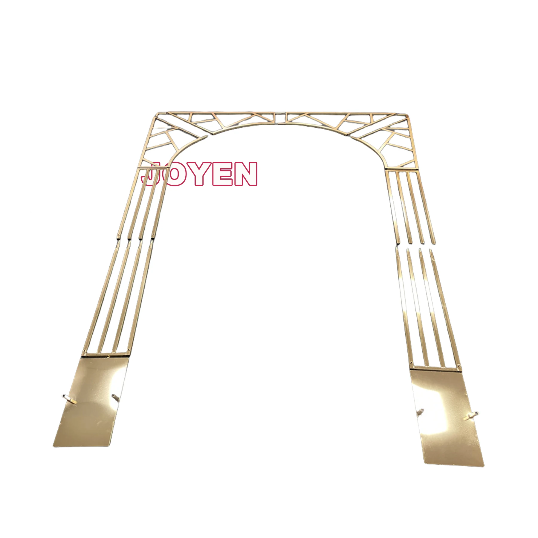 JOYEN Customized Shiny Artificial Flower Arch Outdoor Electroplating Flower Arch Stand Wedding Decoration