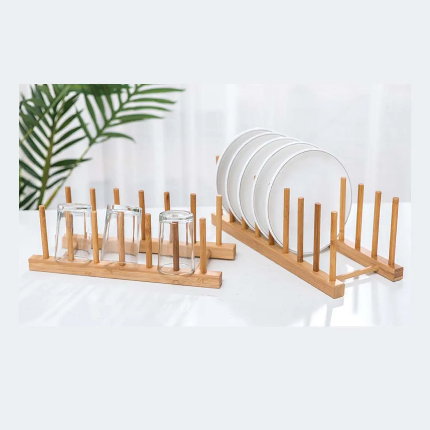 Kitchen Home Storage Organization Collapsible Dish Drainer Kitchen Plate Rack Bamboo Dish Drying Rack