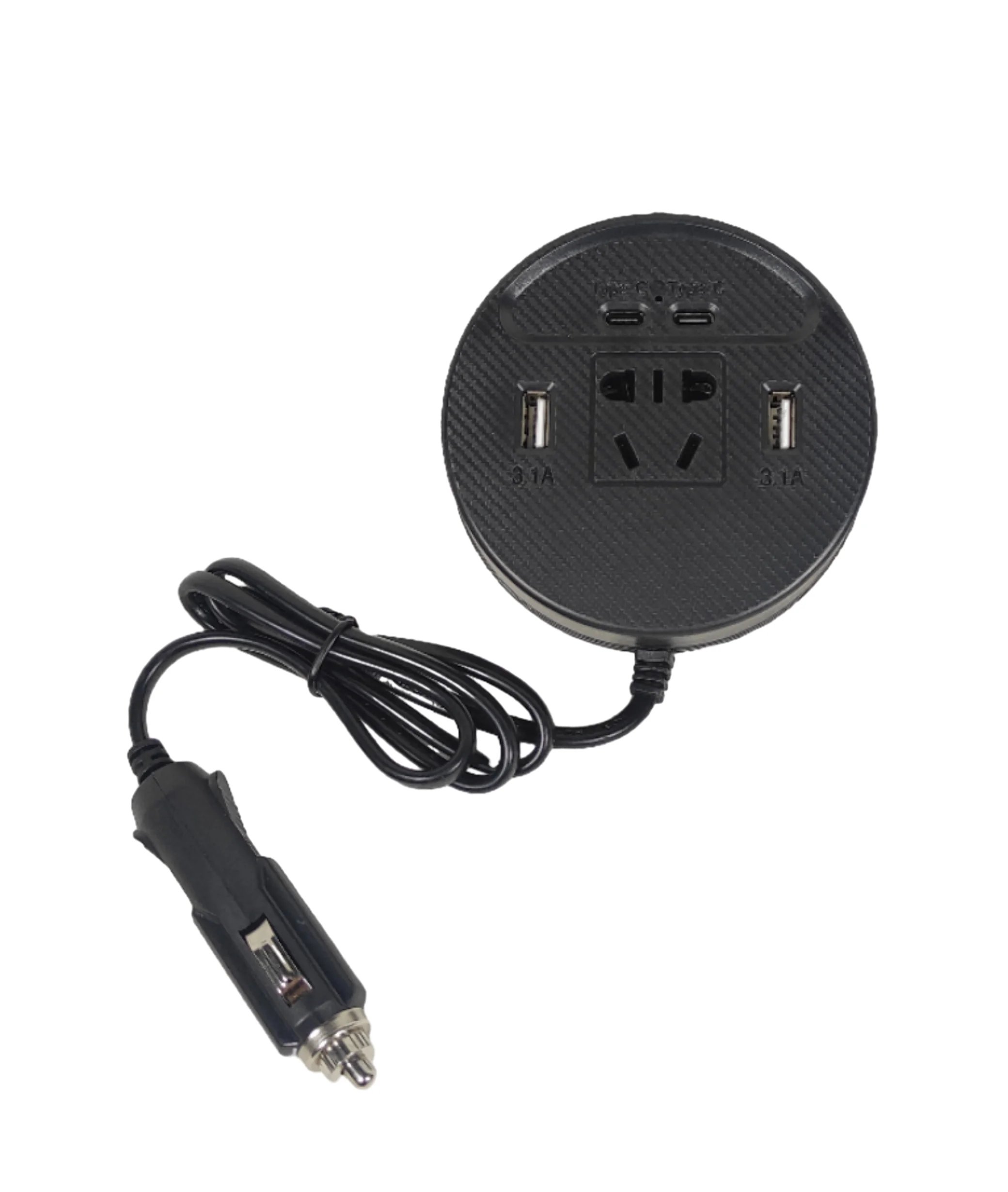 New Style Dual Voltage Car Inverter DC 12V/24V to AC 220VC Mirco Inverter 2USB 2 Type-c 1 Socket Car Cigarette