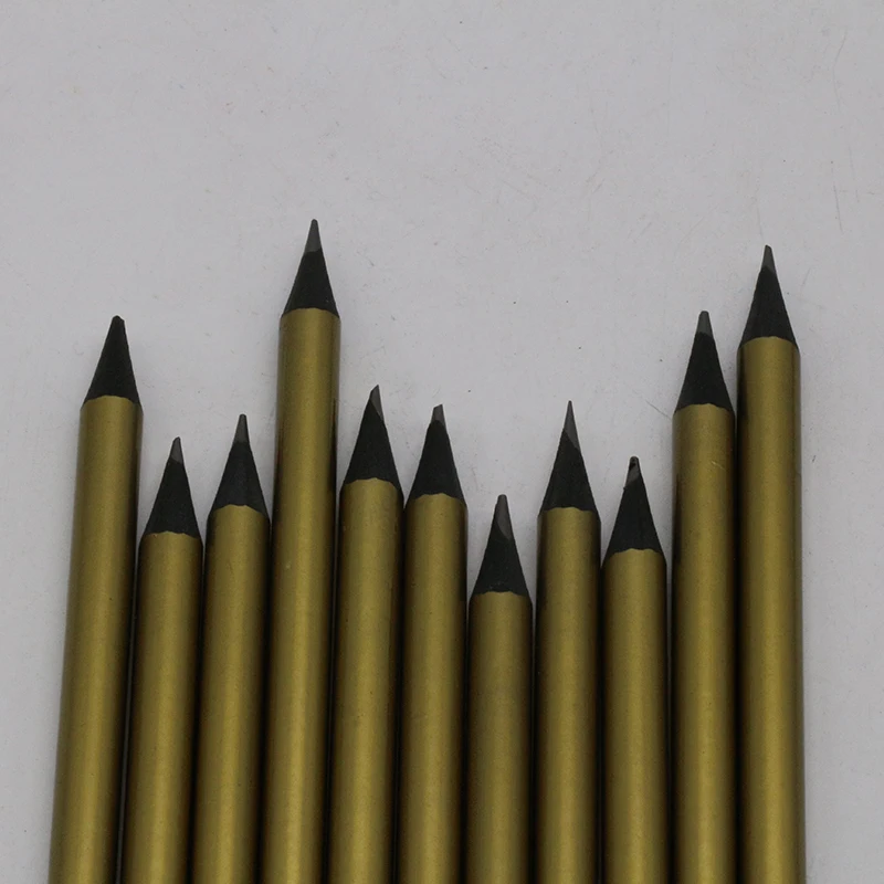 Black Wooden HB Pencils Gold Body High Quality Metallic Pencils Bulk Support Custom Logo