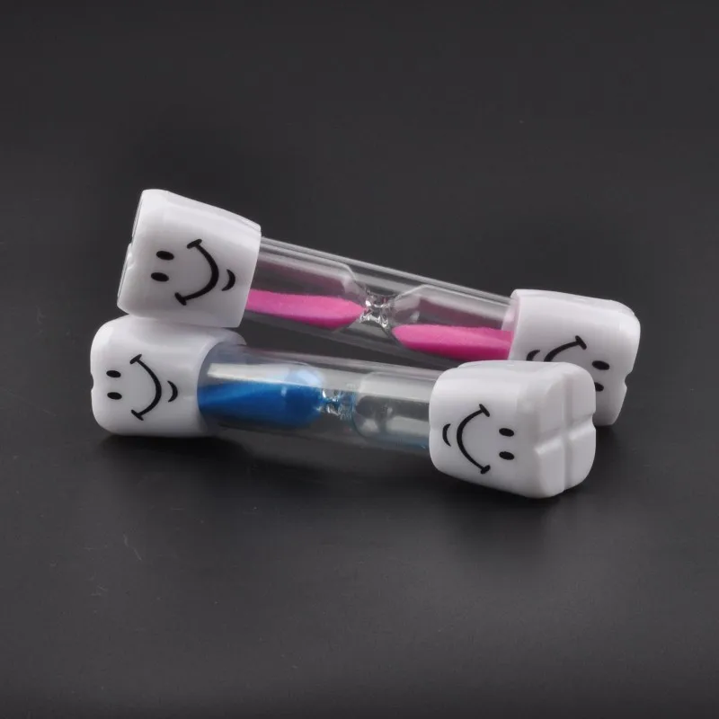 2 and 3 minutes smiling face tooth hourglass colorful brushes teeth sand clock timer