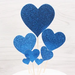 Partysu red heart cake topper valentines day frosting cake toppers happy birthday wedding party glitter red heart cake topper