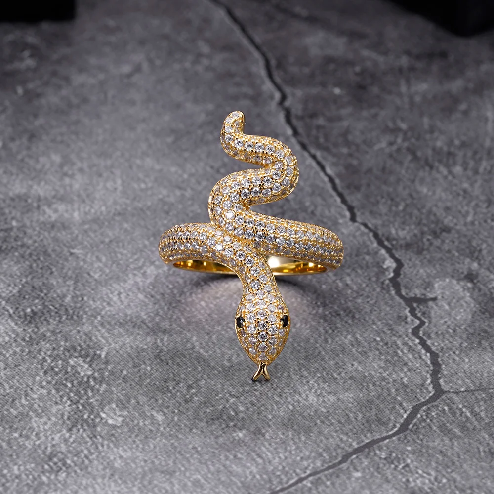 Wholesale Fashion Jewelry Simple Design Micro Pave Cz High Quality Mans Snake Rings For Men