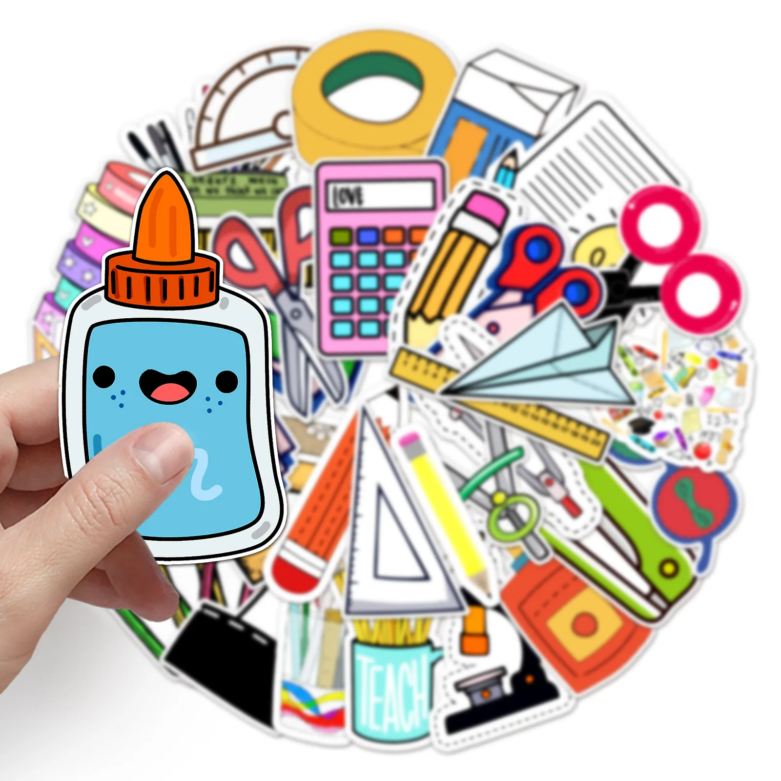 50Pcs Ins Style Cartoon Stationery Graffiti Stickers For Kids Pencil Case Student School Decor Sticker