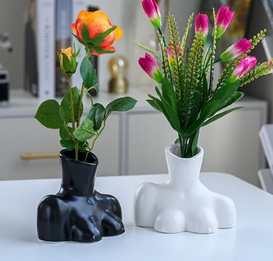 Nordic ceramic vases, female busts, human body vases flower arranging pieces