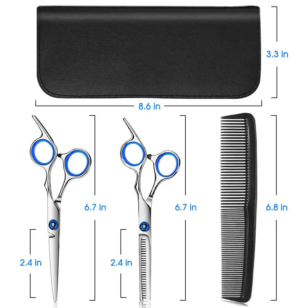 JIEYI 10 Pieces Stainless Steel Hairdressing Shears Set Hair Cutting Scissors Set