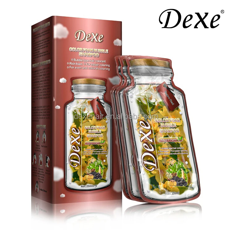 Dexe bubble foam 25ml Small Sachet Herbal Hair Color Shampoo original factory alibaba wholesale supplier