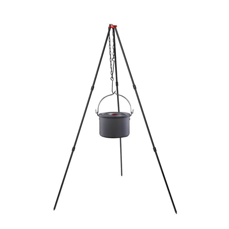 Outdoor Camping Gear Picnic Cookware Portable 3 Segments Aluminium Alloy Tripod Camping Equipment Fire Pot Hanging Bracket