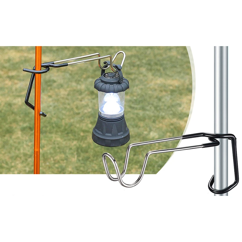 Tent Pole Lamp Holder Hook Camping Hunting Fishing Lantern Hanger Outdoor Stainless Steel Camping Portable Outdoor Equipment