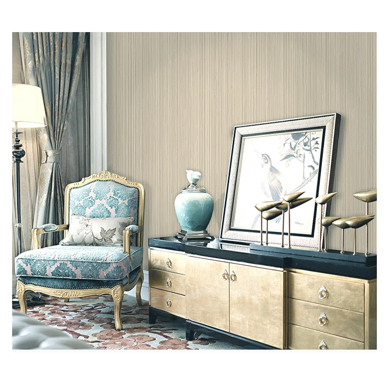 Vertical stripe non-woven wallpaper living room bedroom interior wall decoration wallpaper hotel office wallpaper