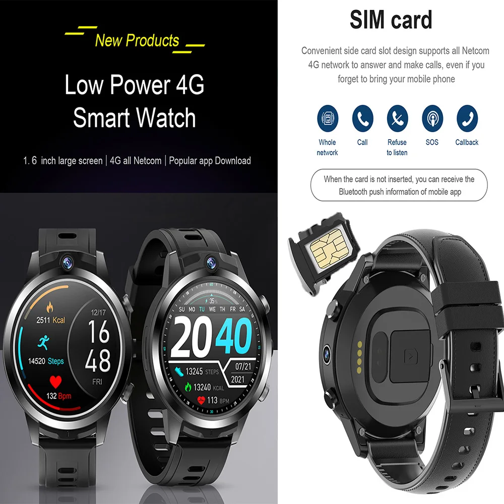 Smart touch android mobile phone 4g lte sim card wifi smart watch phone sim card android 4g watches