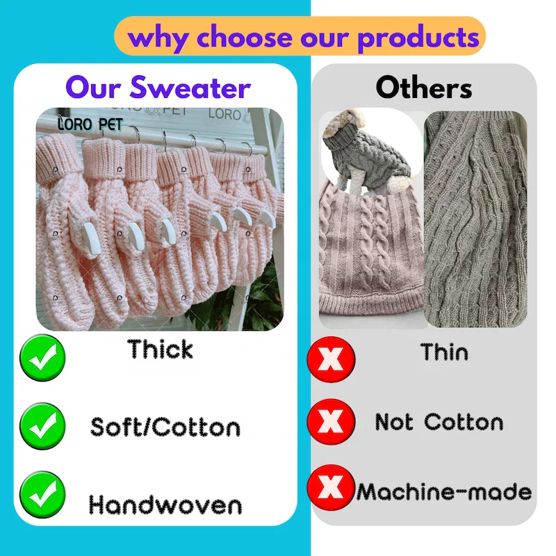 2024 Handmade Dog Gift Cable Knit Puppy Pet Dog Wear Clothes Coat Sweater